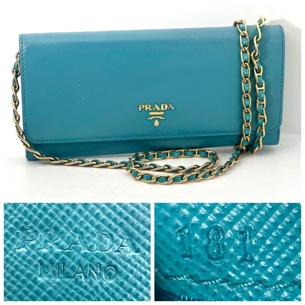 Authentic Prada leather wallet on chain WOC wallet crossbody very good condition